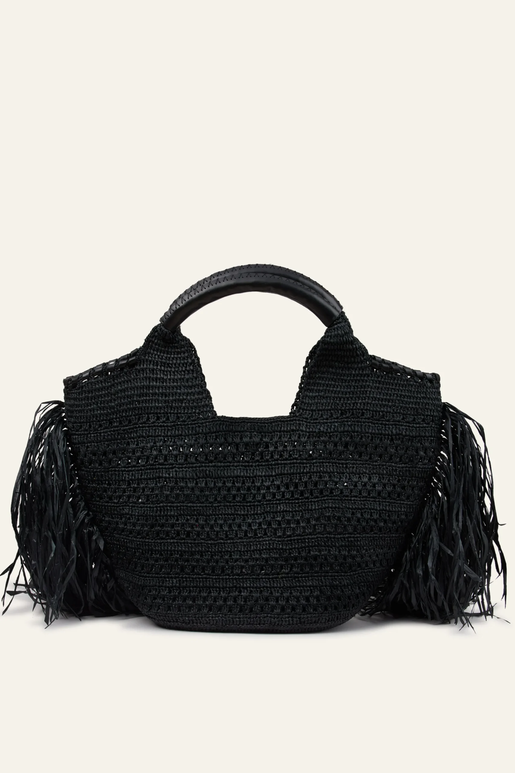 ARA fringed raffia straw bag