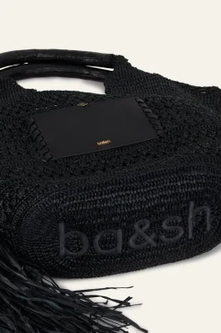 ARA fringed raffia straw bag