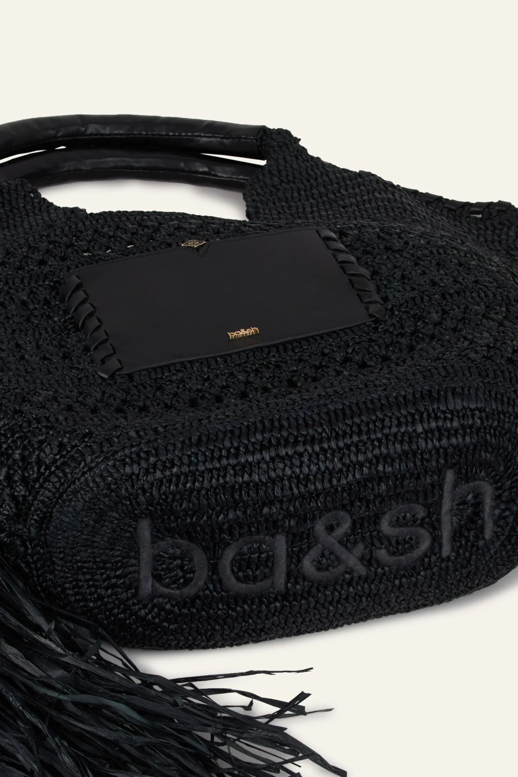 ARA fringed raffia straw bag