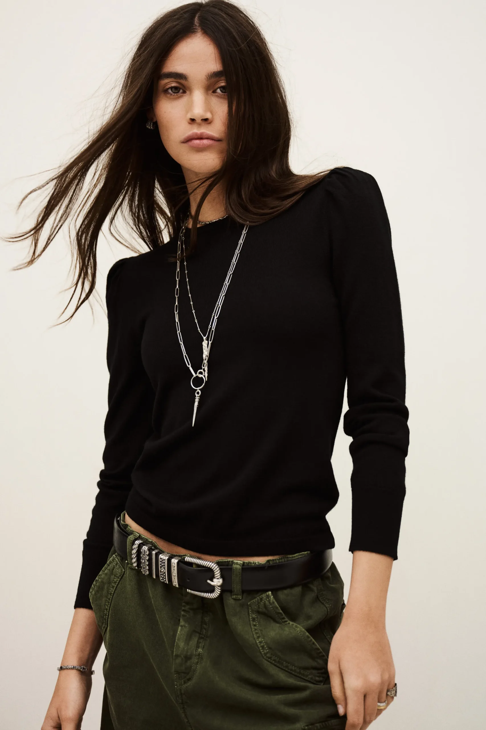 BRITANIE sweater with long balloon sleeves