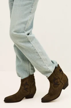 CURTIS suede cowboy ankle boots