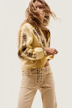 FAUSTINA embroidered blouse, sleeves