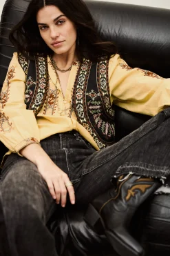 FOSCA cropped embroidered cardigan