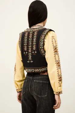 FOSCA cropped embroidered cardigan