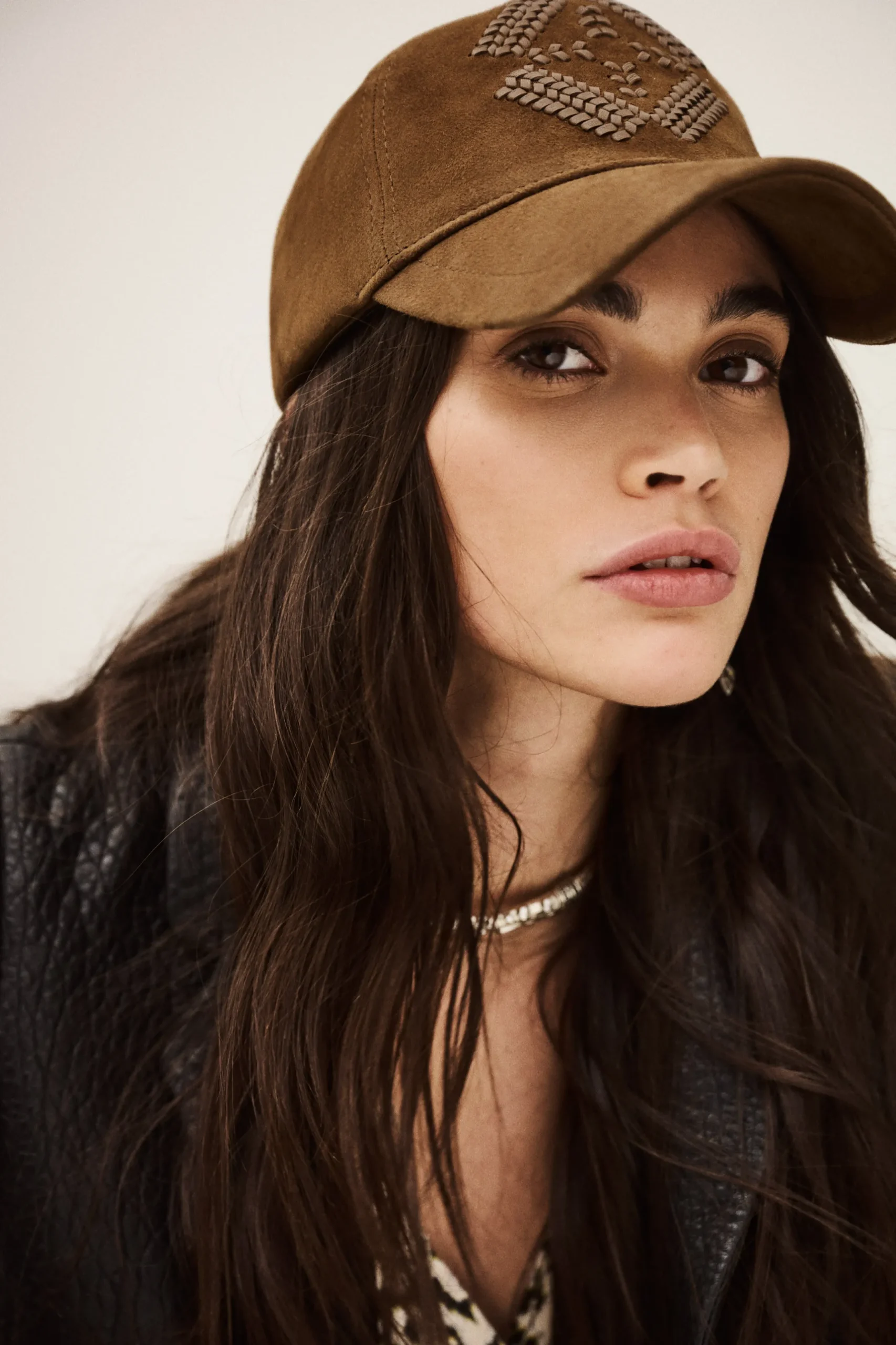 HARSHA leather baseball cap