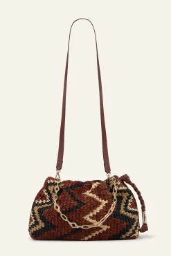 JUNE tribal-inspired raffia clutch