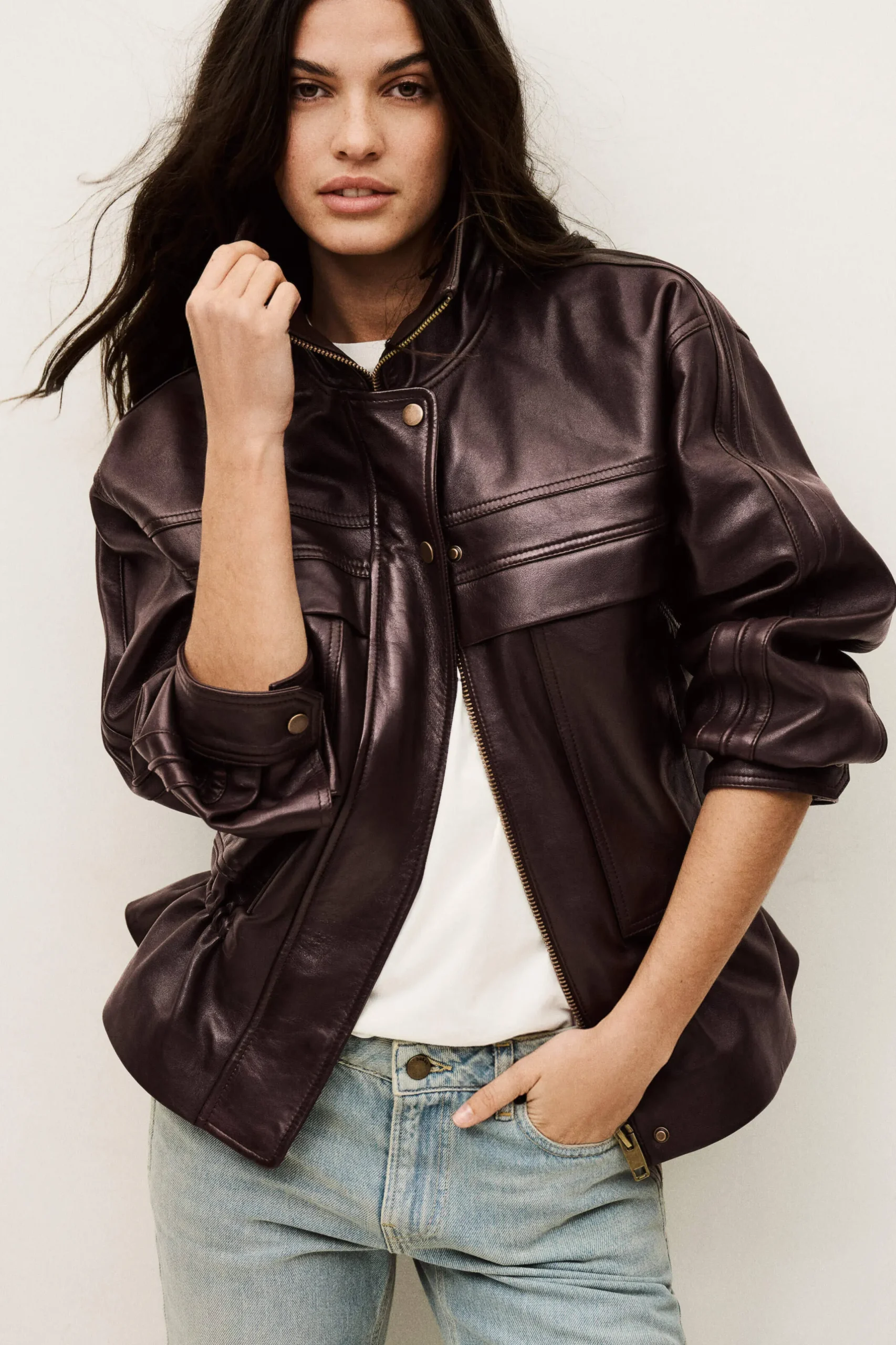KASSIA oversize leather jacket