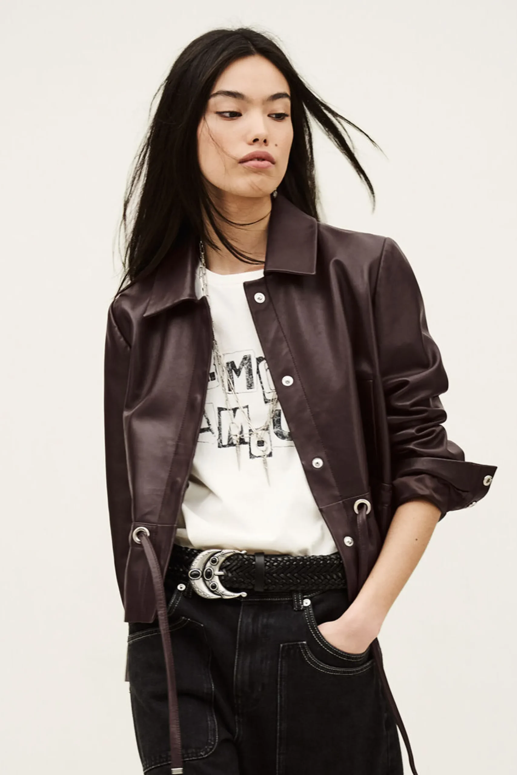 MANITA cropped leather jacket