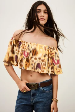 MANTHEA strapless ruffled top