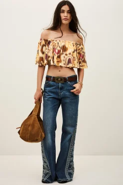MANTHEA strapless ruffled top