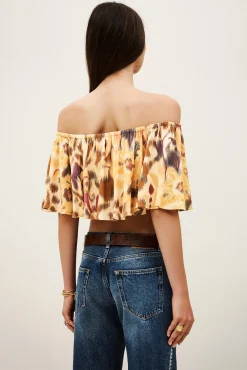 MANTHEA strapless ruffled top