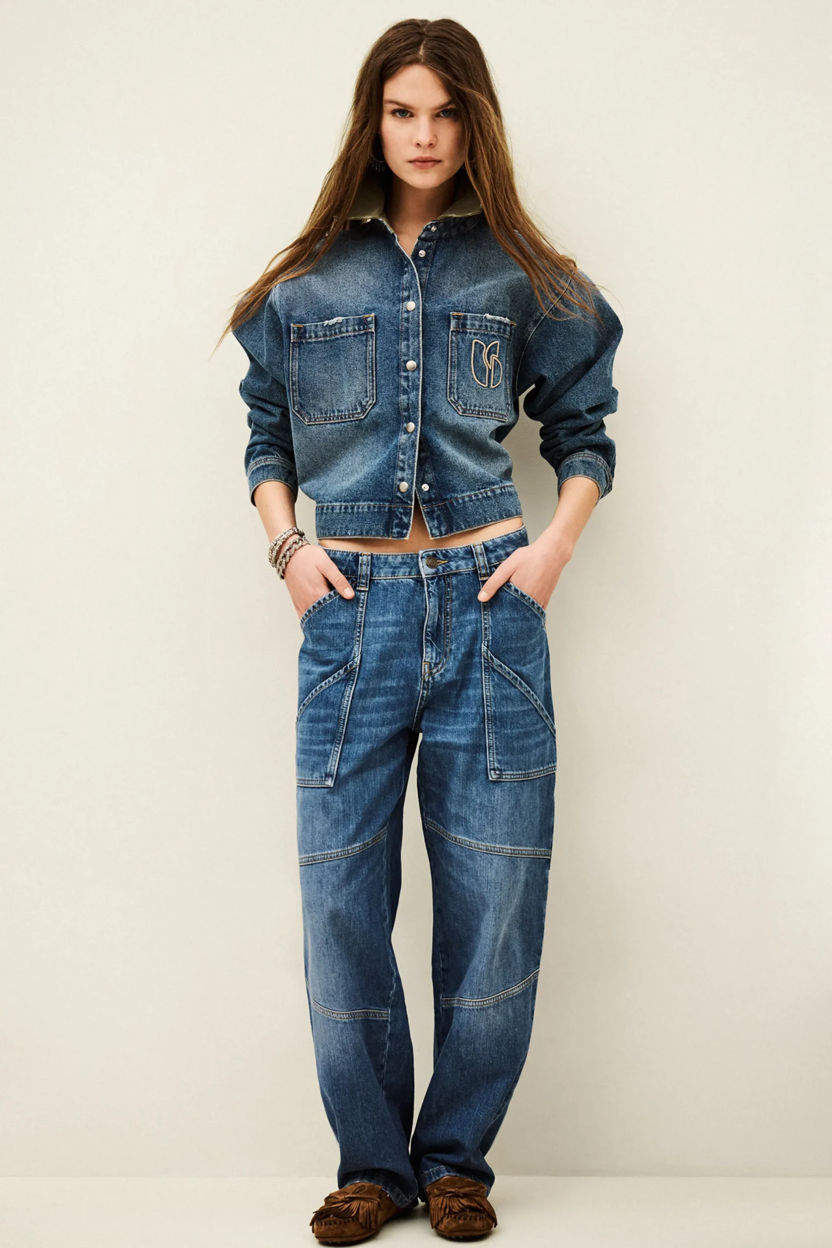 MOYCE textured cargo jeans