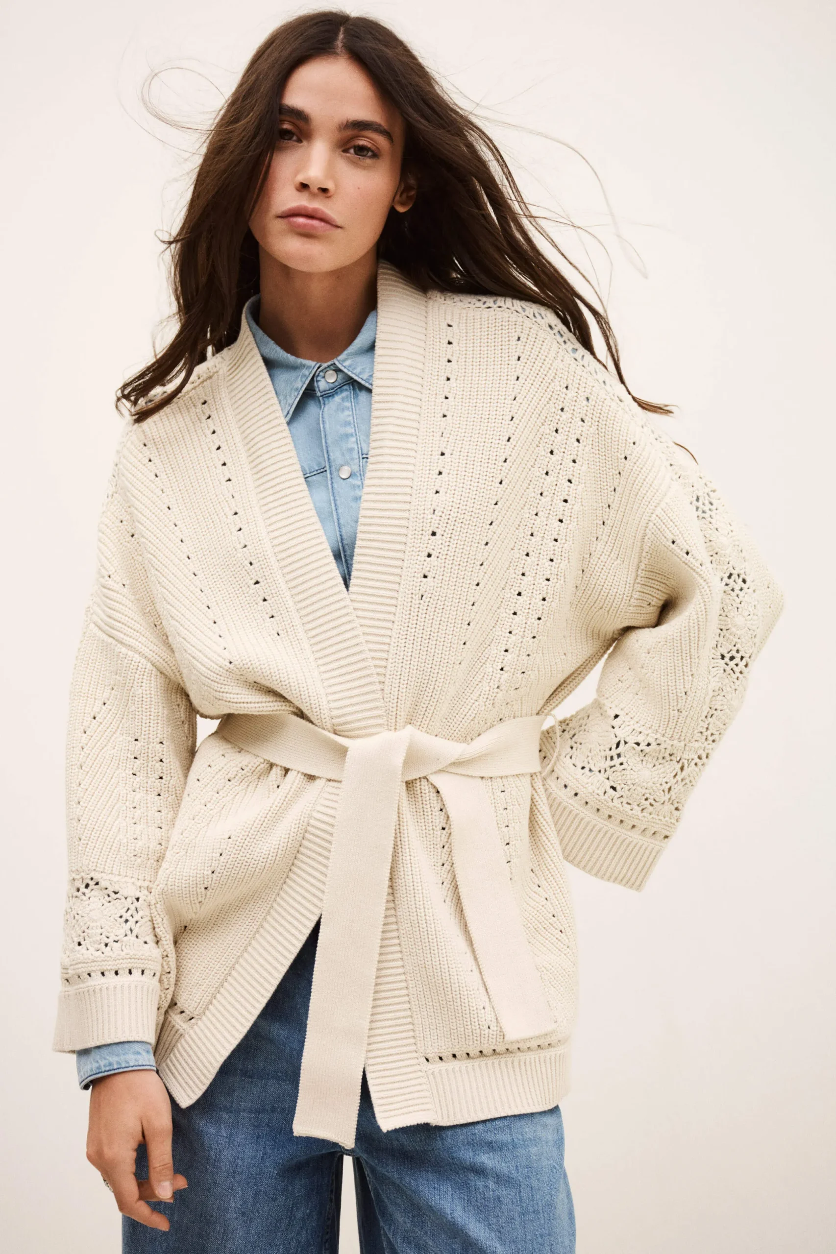 PERINE long knit cardigan