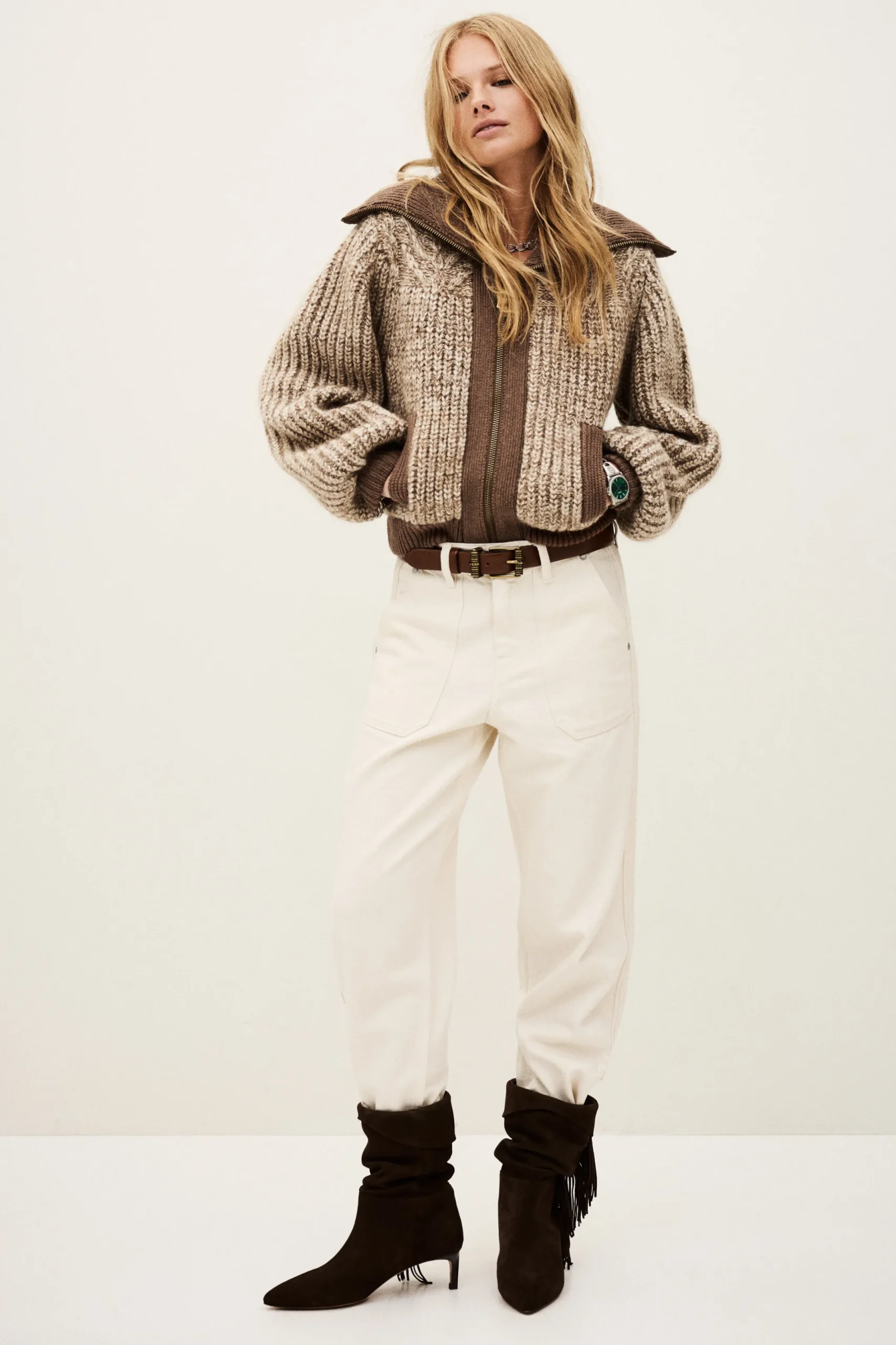 RABEL knitted zip cardigan