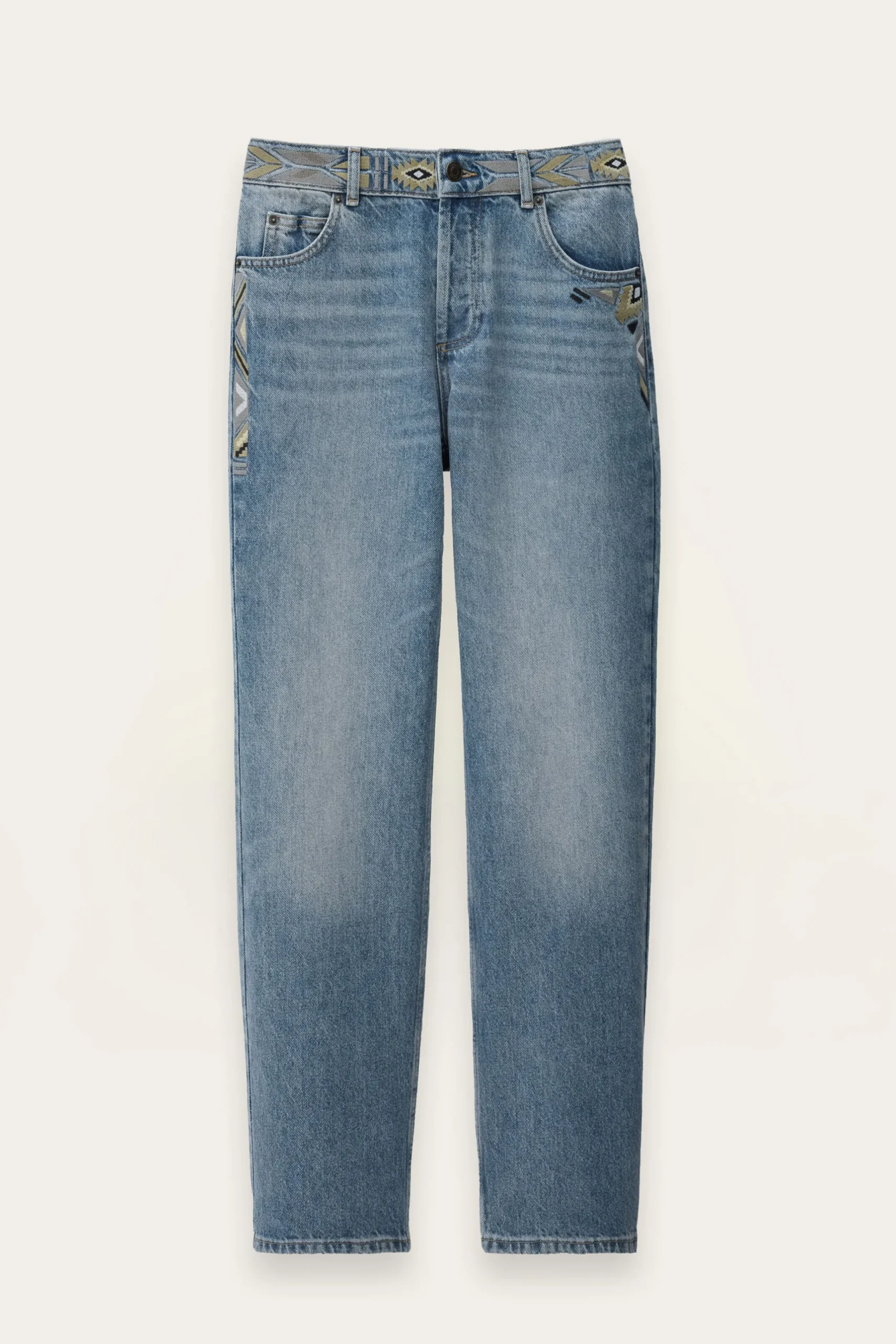 RIZIE faded straight-fit jeans