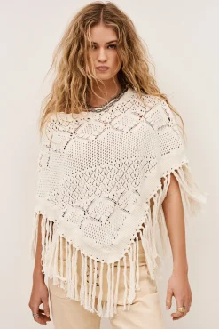 SANDY cotton knit poncho