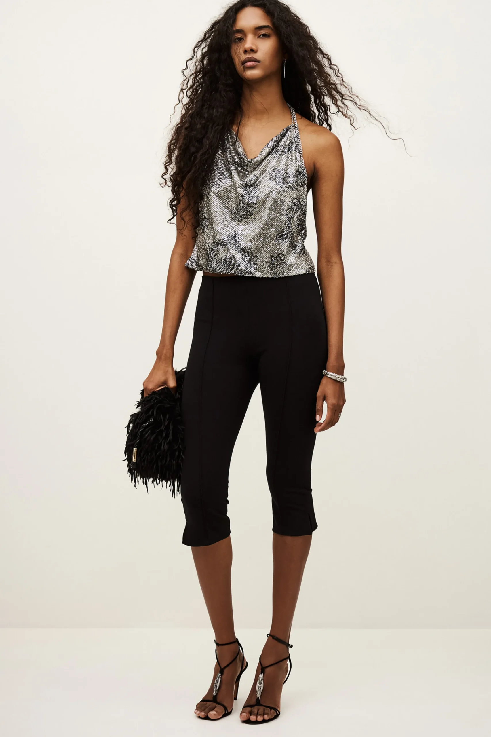 SIMONA sequined scoop-neck top