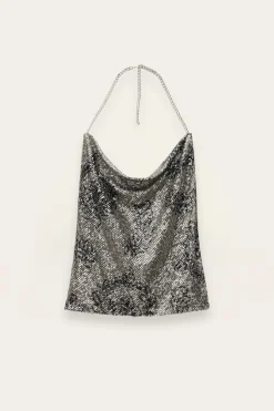 SIMONA sequined scoop-neck top
