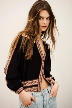 VALDA loose patterned shirt