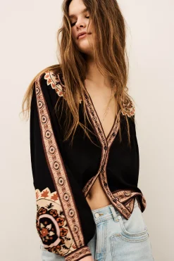 VALDA loose patterned shirt