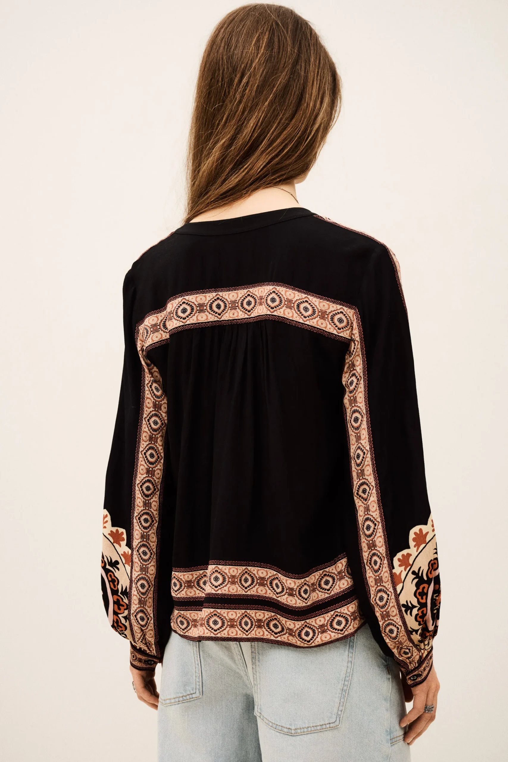 VALDA loose patterned shirt