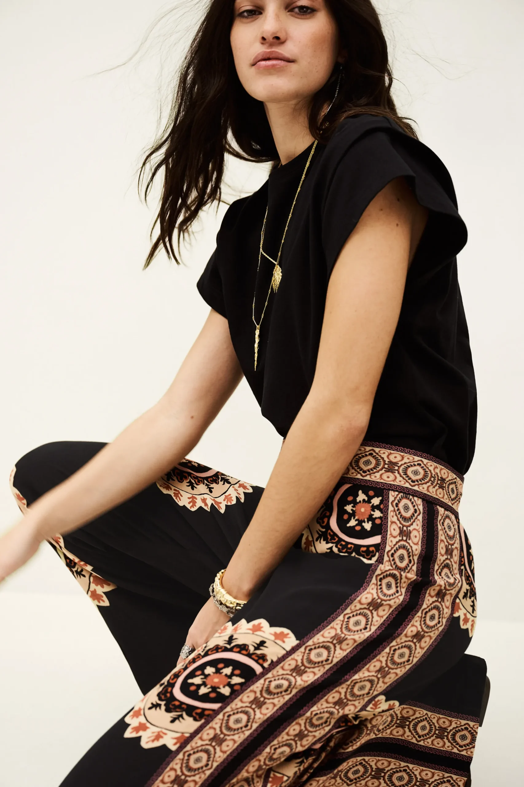 VALLA patterned flared pants