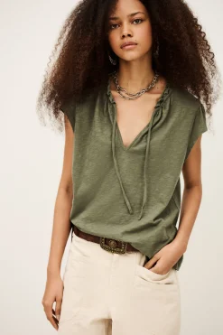 VERY top with ruffled sleeves